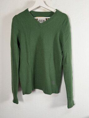 Ruehl No.925 Men Green Wool Cashmere Blend V-Neck Sweater Medium Pullover Casual